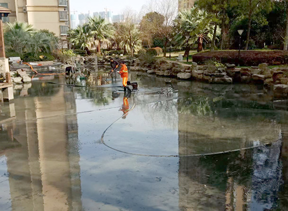 望牛墩镇景观池淤泥清理